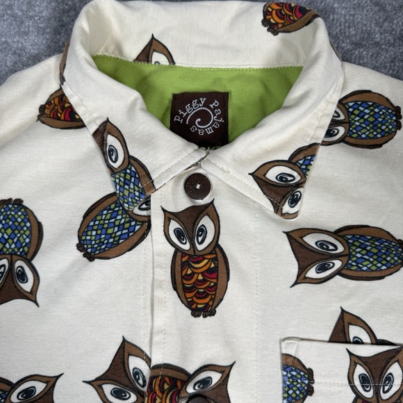 Piggy Pajamas Top Men's‎ Medium Long Sleeve Button Up Organic Cotton Sleepwear - Picture 3 of 7